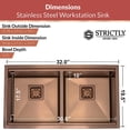 thumbnail image 6 of Strictly Sinks 32 Inch Copper Undermount Workstation Kitchen Sink Scratch and Stain Resistant 16 Gauge Double Bowl Bottom Grid, Wooden Cutting Boards Colander with Two Strainer Square Drains Two Strainer Flanges Copper, 6 of 7