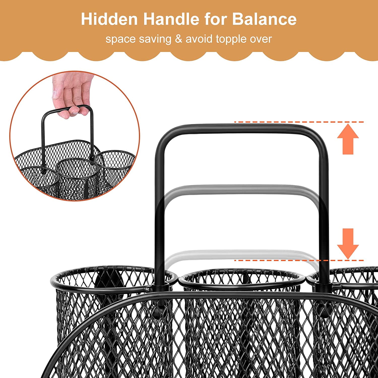 Utensil Organizer Silverware Caddy - Utensil Holder for Party Metal Cutlery Organizer Silverware Storage for Picnic Camping Buffet Kitchen Table (Black)