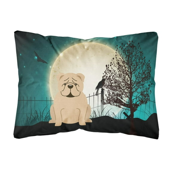 Halloween Scary English Bulldog Fawn Canvas Fabric Decorative Pillow
