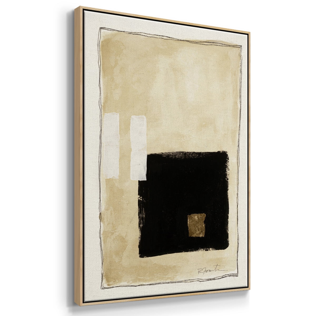 Inner Musing I Framed Premium Gallery Wrapped Canvas - Ready to Hang - 25 x 37 - Natural Wood Floating Frame