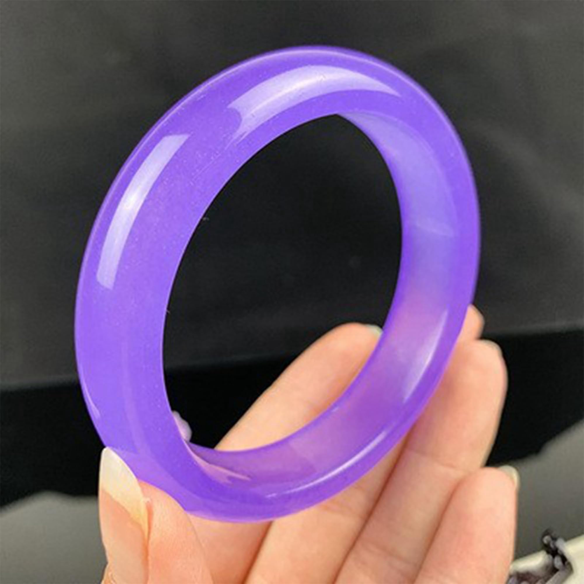 qczoyo Lavender Jade Bangle Bracelet for Women 58-62mm - Natural Handmade Good Luck Gift - Elegant & Versatile Jewelry for Any Occasion