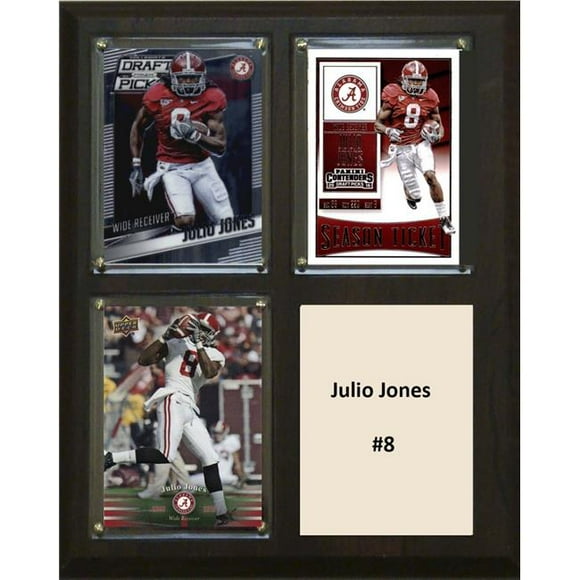 C & I Collectables 8 x 10 in. Julio Jones NCAA Alabama Crimson Tide Three Card Plaque