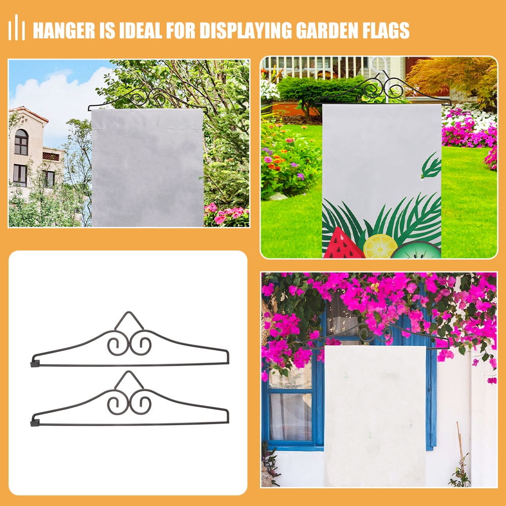 OUNONA 4 Pcs Garden Flag Garden Flag Holder Metal Banner Hanger For Indoor And Outdoor Garden Lawn Courtyard Decoration
