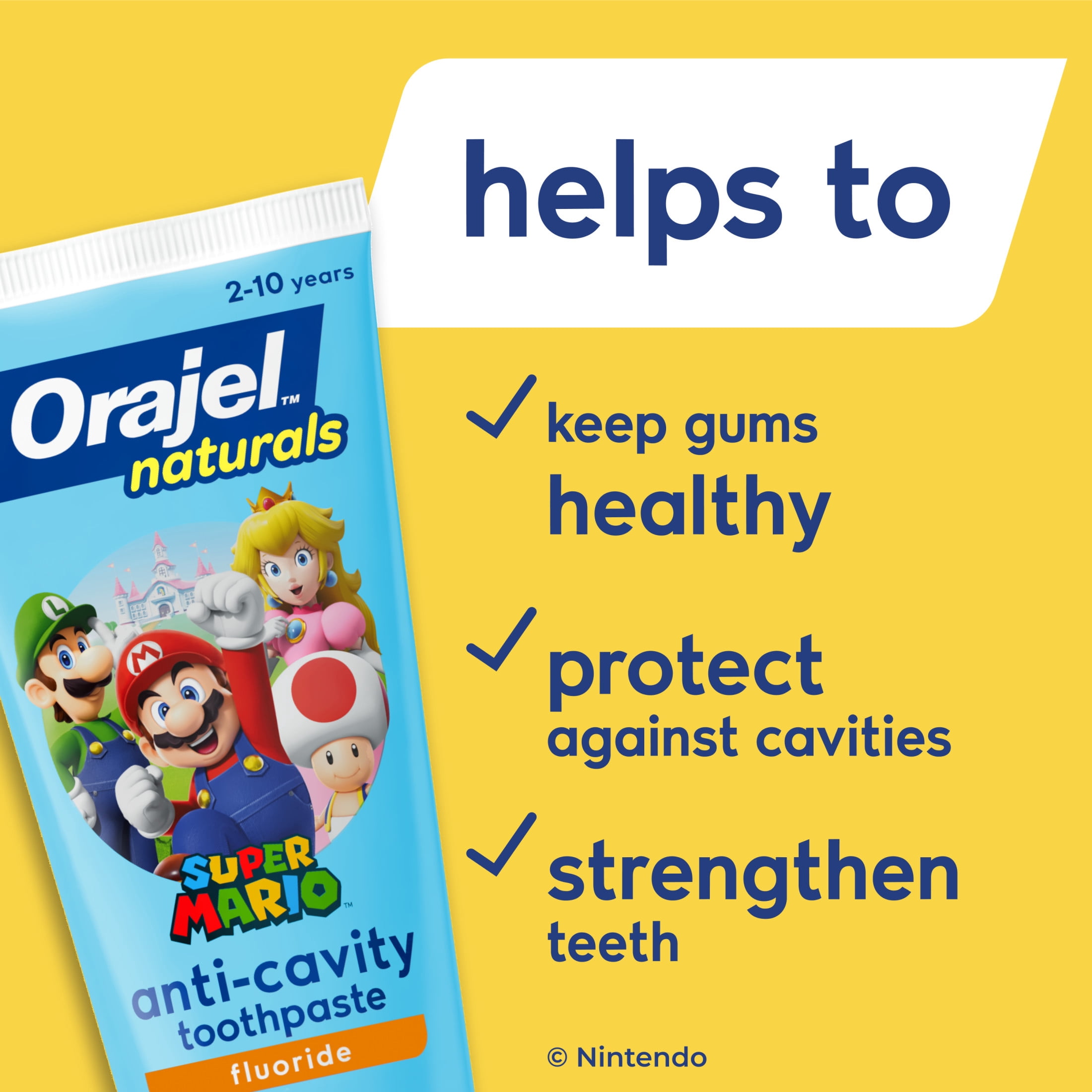 Orajel Naturals Super Mario Anti-Cavity Fluoride Toothpaste, Natural Berry Flavor, 5.8 oz