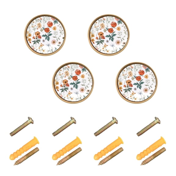 Kitchen Cabinet Knobs Cabinet Handles 1.25 inch Diameter Zinc Alloy Different Wildflower 4 Pack