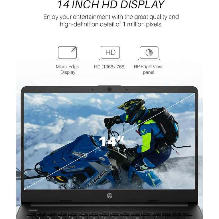 HP 14 Laptop Intel Celeron 4GB Memory 64GB eMMC Jet Black 14