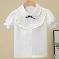 thumbnail image 1 of Odeerbi Camisa de Vestido de Algodón de Las Niñas Flor Bordado de Manga Corta Uniforme de La Escuela Con Bolsillo, 1 of 9