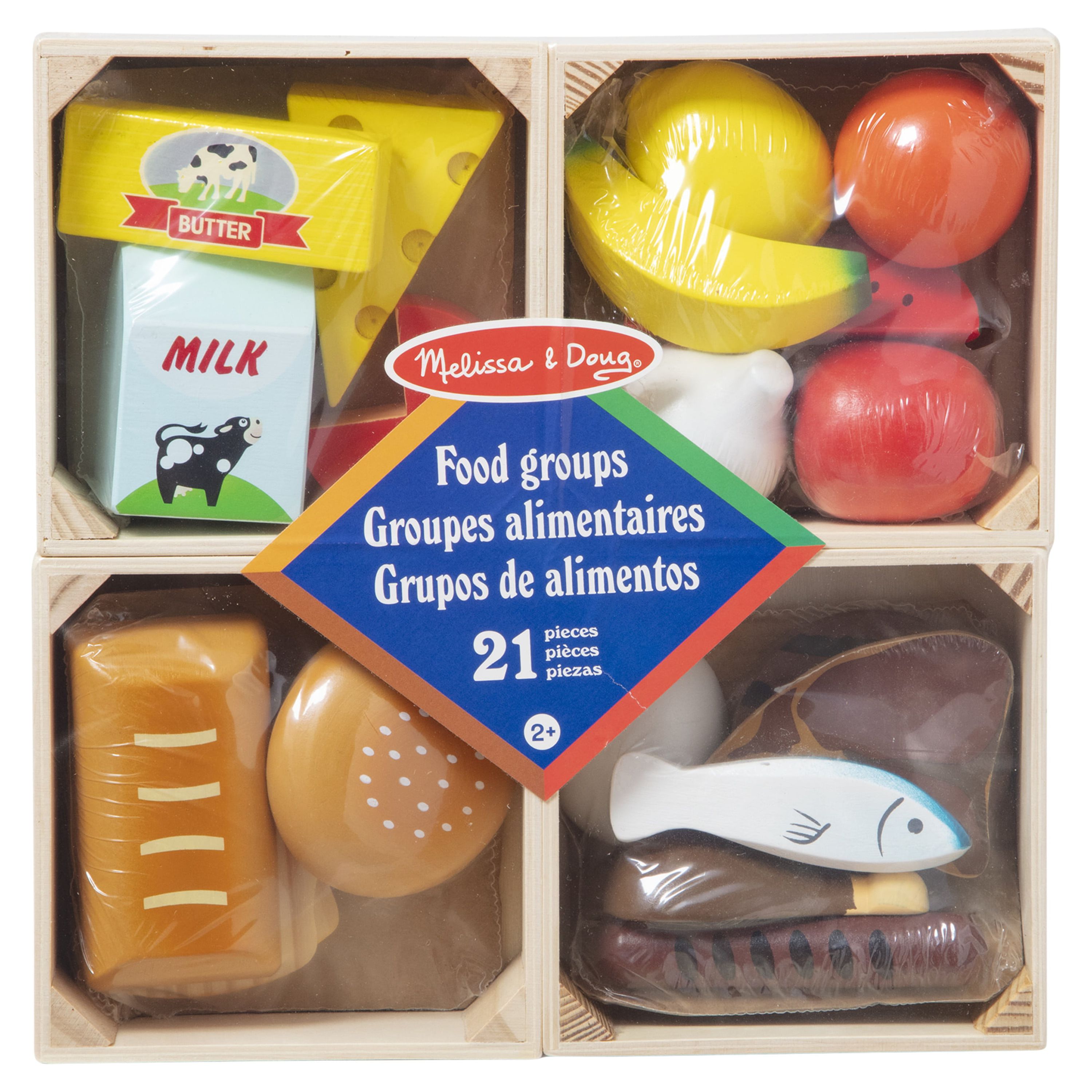 Melissa & Doug Food Groups - 21 Wooden Pieces and 4 Crates, Multi - image 4 of 10