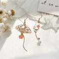 thumbnail image 3 of Pendientes de abanico asimétricos, pendientes de gota sectoriales, pequeños pendientes colgantes de abanico, lindos pendientes étnicos retro bonitos de botón rosa -, 3 of 5