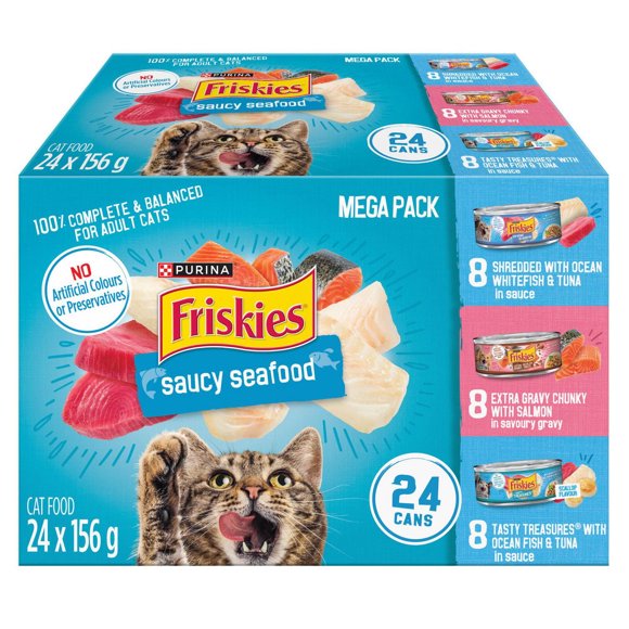 Friskies in Sauce Saucy Seafood Variety Pack, Wet Cat Food 156 g x 24