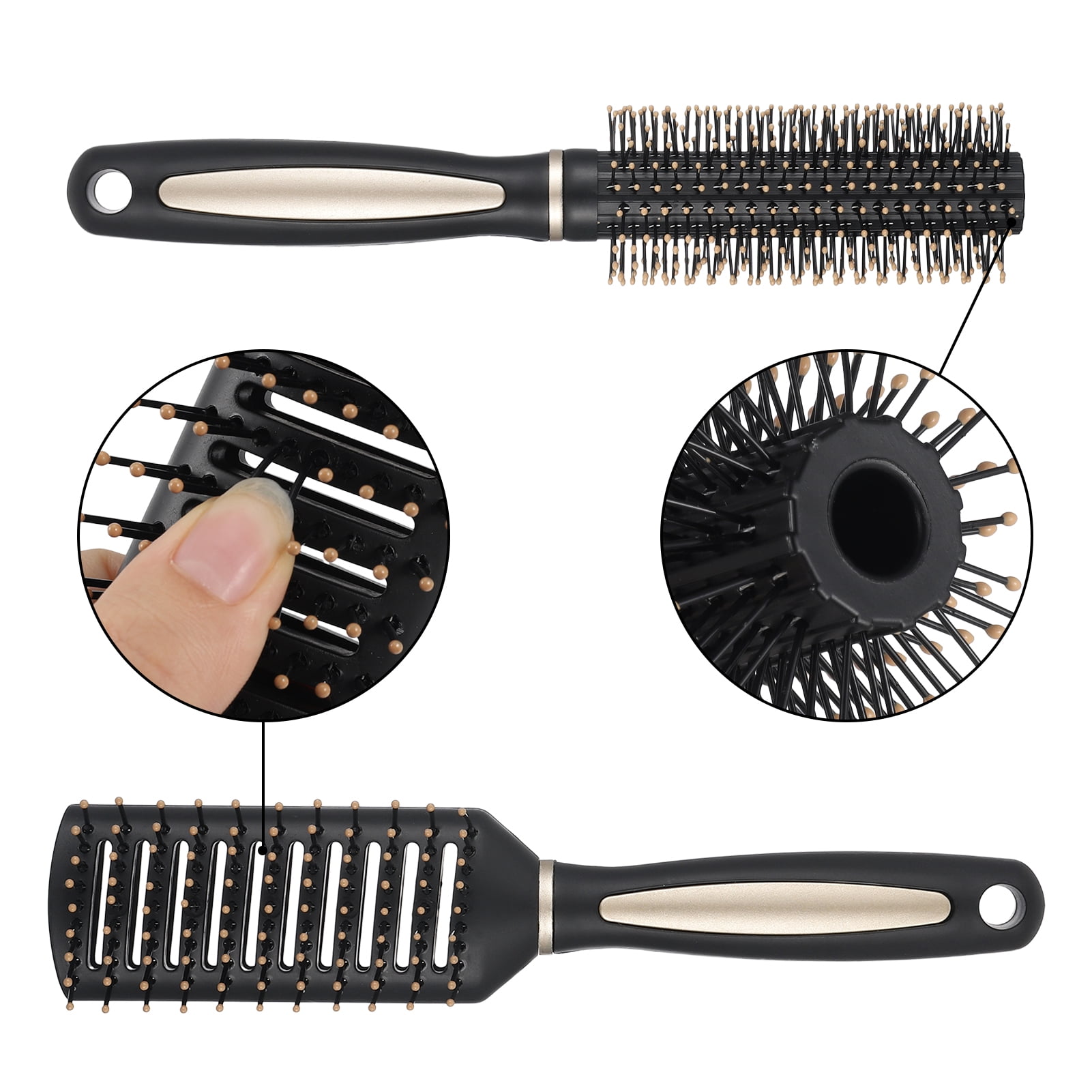 Set 2 Tianba Hair Mixed Brushes, Round Brushes With Bristles, Professional  Hairdresser Round Brushes, Hair Brush - Combs - AliExpress