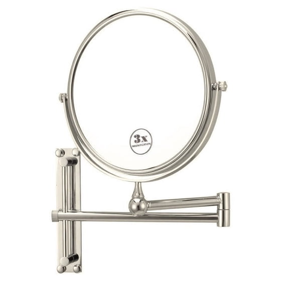 nameeks ar7708-sni-3x glimmer round wall mounted double face 3x magnification makeup mirror, satin nickel