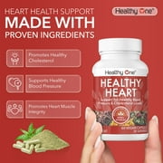 (6 pack) Healthy One Healthy Heart - Blood Flow & Heart Health Supplement with Magnesium, Hawthorn, 60 Capsules