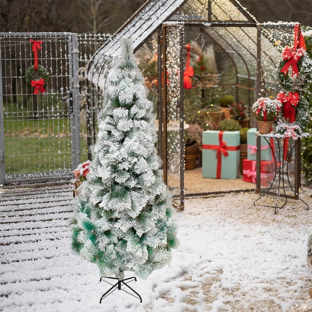 Árbol De Navidad Nevado 2.10 m Importadora La Merced Cepillo Grande Verde Nevado