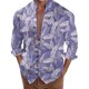 thumbnail image 1 of Camisas Para Hombre Manga Larga Camisa de manga larga con estampado 3D digital y cuello con botones sueltos para ocio en la playa para hombre (Purple, M), 1 of 4