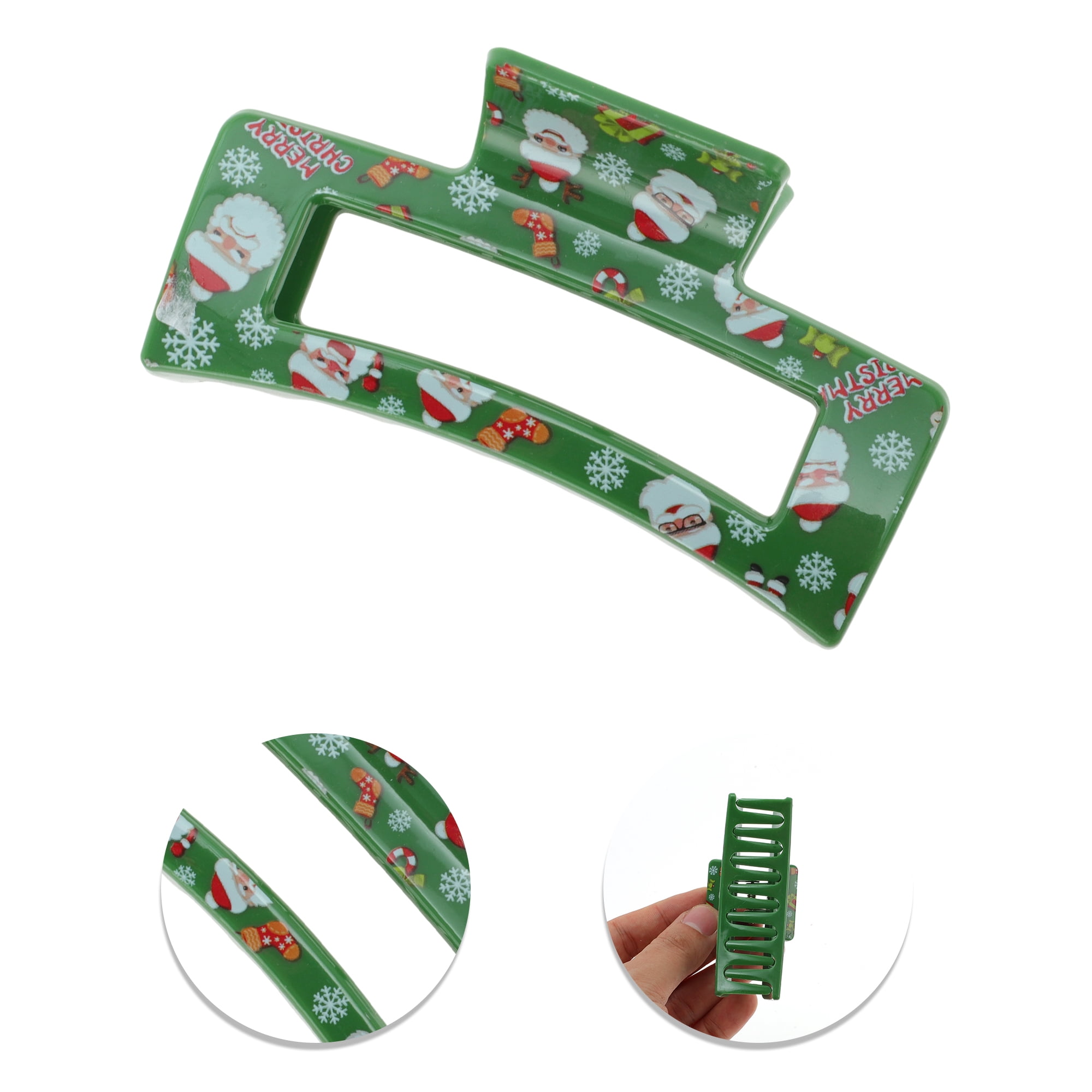 Unique Bargains Square Santa Claus Hair Clips 3.35"x1.77"x1.57" Green 1 Pc