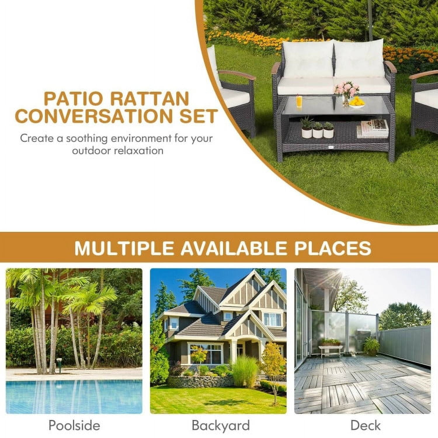 Aimee Lii 3 Pieces Patio Wicker Furniture Set with Storage Table and Protective Cover, Outdoor Patio Furniture, White Aimee Lii 3 Pieces Patio Wicker Furniture Set with Storage Table and Protective Cover, Outdoor Patio Furniture, White