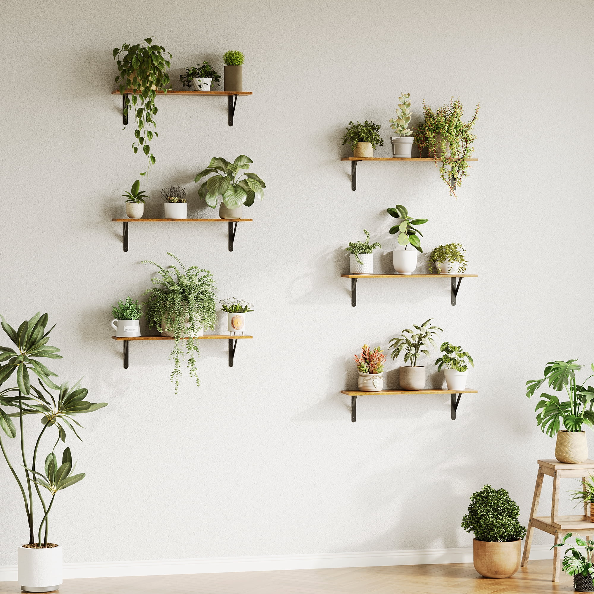 Farmhouse Floating Shelves for Wall 32″W x 8″D, Long Wall Mounted Shelves Set of 3