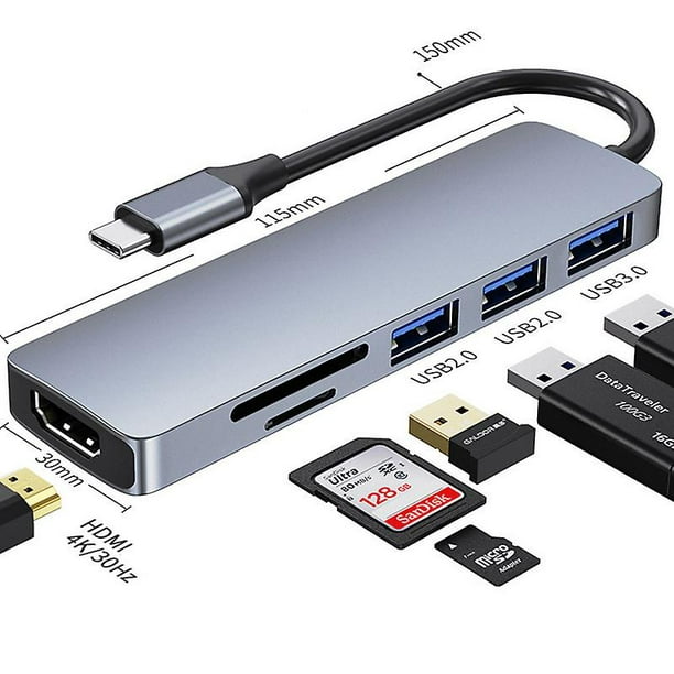 Station d'accueil USB C double écran, hub USB C 8 en 1 vers adaptateur  double HDMI 4K, triple affichage pour ordinateur portable avec Displayport