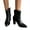 Black, variant on Womens Chunky High Heel Leather Cowboy Boots Pointed Toe Fashion Stone Pattern Slip On Fall Booties with Back Zipper Black Size 6.5