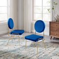 thumbnail image 2 of Side Dining Chair, Set of 2, Blue Navy Gold, Velvet, Mid Century Kitchen Cafe Bistro Hospitality Restaurant, Modern Contemporary Boutique HB34906, 2 of 12