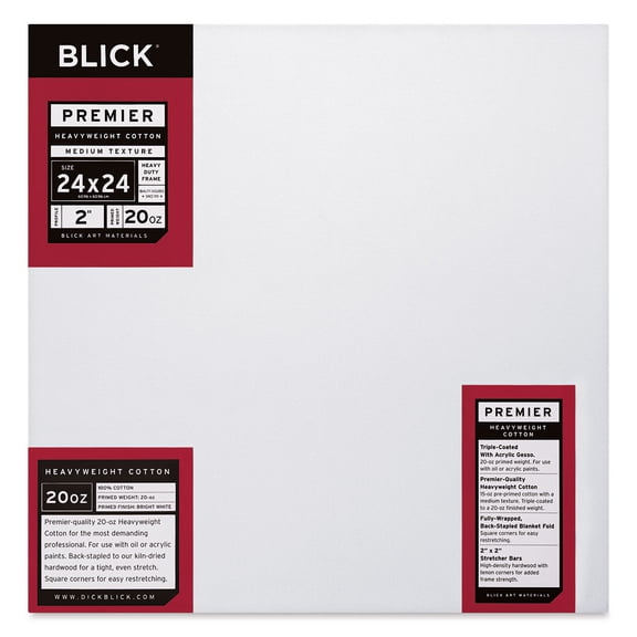 Blick Premier Heavyweight Stretched Cotton Canvas - 24" x 24", 2" Profile