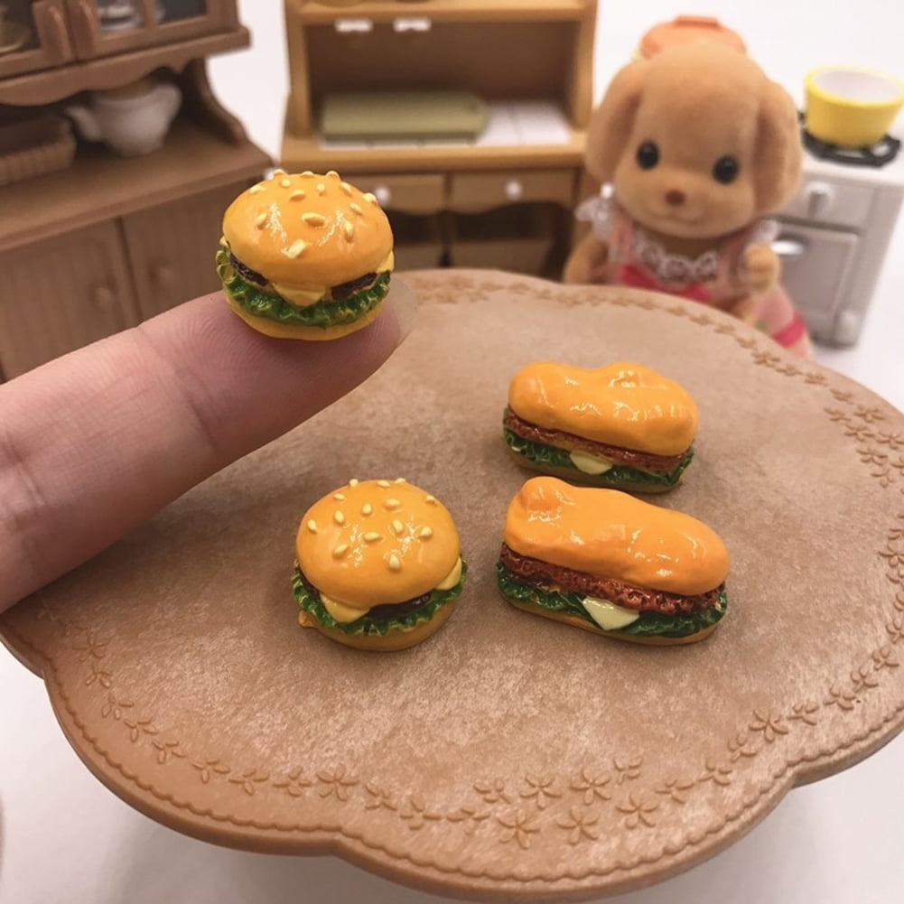 10Pcs Miniature Resin Hamburgers 1:6 Dollhouse Food Accessories MEDIUM SIZE 