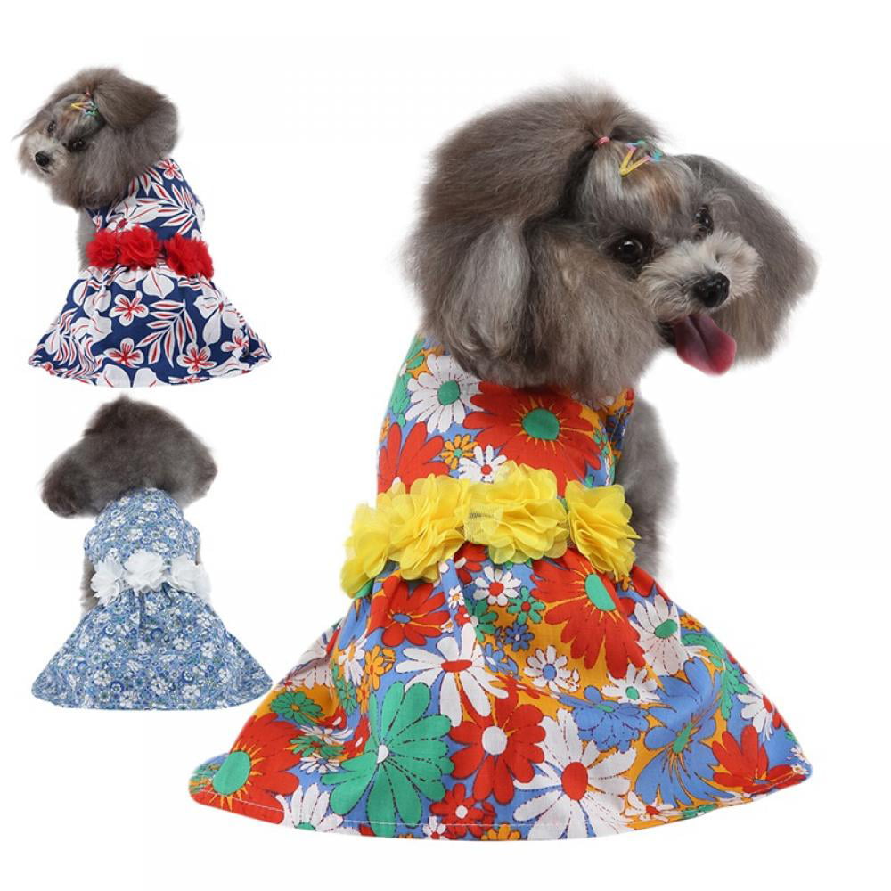 Holidays and Taking Photos Black Cute Flower Girl Dog Dress Pet Clothes Perfect for Daily Wear Beautiful Pet Puppy Skirt Full of Flower Patterns