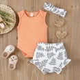 thumbnail image 2 of Kids Girls Sleeveless Ribbed Bodysuit Floral Prints Shorts with Headbands Clothes Outfits Baby Girl Home Set, 2 of 7