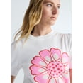 thumbnail image 4 of Free Assembly Women's and Women's Plus Floral Sweater with Puff Sleeves, Lightweight, Sizes XS-4X, 4 of 5