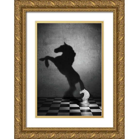Ivanova, Victoria 23x32 Gold Ornate Wood Framed with Double Matting Museum Art Print Titled - The soul of a mustang