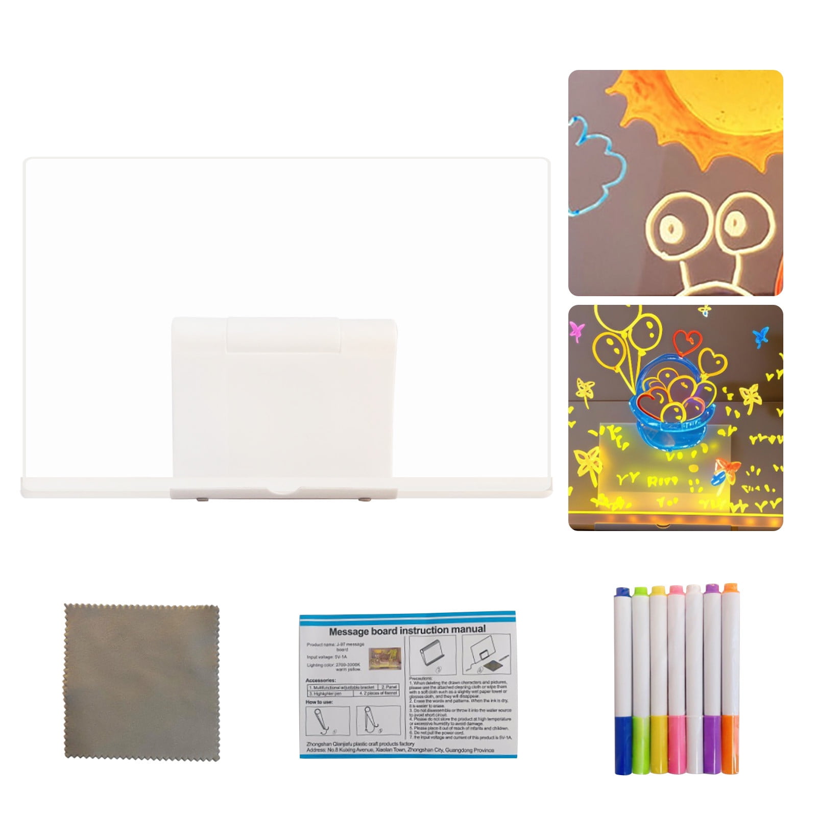 2ml Drawing Board Doodle Glow Board with LED Light for Kids and Arts Acrylic Eye-Friendly for Diy Bright Sketching and Note Taking