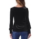 thumbnail image 3 of Blusa de terciopelo inspiradora Chic para mujer, de cuello redondo, con mangas largas abullonadas, top casual, color negro, 3 of 6