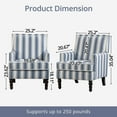 thumbnail image 2 of Vintage Striped Accent Armchair, Comfy Upholstered Reading Chair with Nail-Head Trim, Farmhouse Sofa Chair, Single Corner Chair for Living Room Bedroom Guest Room, Blue and White, 2 of 7
