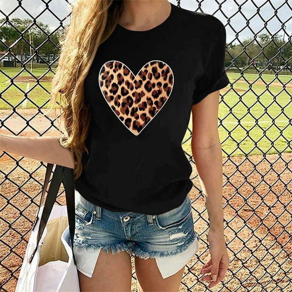 SOOMLON Women Valentine's Day Tops Girl Friend Valentines Gift Comfy Short Sleeve Scoop Neck Shirts Funny Heart Graphic Tops Fashion Festival Clothes 2025 Black XL