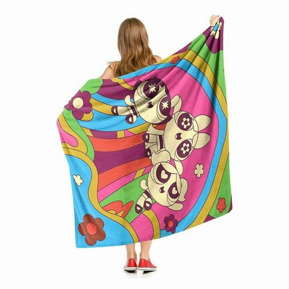 Warner Bros Powerpuff Girls 70S Style Puffs Kids Silk Touch Throw Blanket
