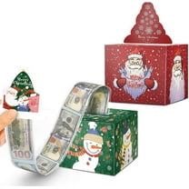 2PCS Christmas Surprise Money Box for Cash Gift, Merry Christmas Money Gift Box with Card and Cash Holder for Adults, DIY Fun Holiday Cash Box, Includes 100Pcs Transparent Bags（Red, Green