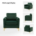 thumbnail image 2 of Velvet Upholstered Club Accent Chairs Set of 2 Lounge Armchairs Single Sofa Removable Backrest Golden Legs Home Living Room Green, 2 of 6