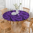 thumbnail image 3 of Purple Halloween Black Bats Round Fitted Tablecloth with Elastic Edge,Dining Table Cover Waterproof,Outdoor Round Tablecloth for Camping,Dining,Indoor and Outdoor, 3 of 7