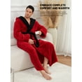 thumbnail image 4 of AMITOFO Long Robes for Men with Hood & Pockets,Soft Plush Full Length Hooded Bathrobe Winter Warm Fleece Sleepwear Shawl Collar Housecoat ,Size M-XXL & Wine Red, 4 of 7