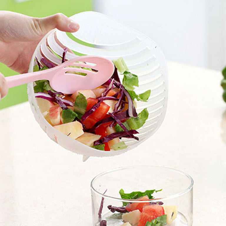 Salad Cutter Bowl, Salad Chopper Bowl, Fruit Vegetable Cut  Set, Vegetable Drain Bowl, 60 Second Salad Cutter Bowl Vegetable Chopper  Chop Fresh Vegetables and Fruits (Blue): Salad Bowls