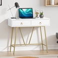 thumbnail image 2 of Eumyviv 41"H Modern Makeup Vanity Table with Drawer, Wood Home Office Writing Desk White Computer Desk Study Table , D0002, 2 of 3