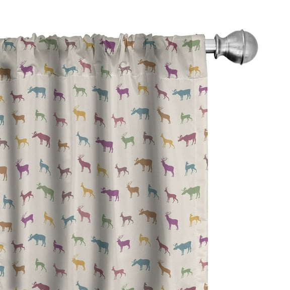 Ambesonne Deer Curtains, Animal Silhouettes Pattern, Pair of 28"x95", Multicolor