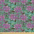 thumbnail image 2 of Ambesonne Floral Fabric by the Yard Upholstery, Pinkish Flowers Repeating, 5 Yards, Pale Purple and Cadet Blue, 2 of 5
