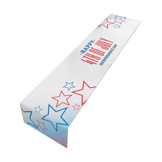 Ohufall Patriotic Linen Table Runner Mat Non Slip Heat Resistant For Independence Day Dining Table Decor