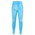 thumbnail image 2 of SDNall Girls Shiny Metallic Flared Pants Festival Dance Pant Girls Shiny Leggings Fitness Dance Pants Solid Color Leggings Yoga Sports Long Pants Metallic Leggings Age:14-15 Years, 2 of 9