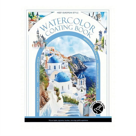 3-Fold Watercolor Painting Book with Palette & Brush, DIY Art Therapy Kit for Adults & Beginners, Perfect for Relaxation & Stress Relief