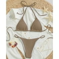 thumbnail image 5 of Micro bañador Bandeau con realce y hombros descubiertos, traje de baño pequeño de diseño Floral en 3D con realce en blanco y negro, Tanga Sexy para playa, 2024, 5 of 5
