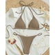 thumbnail image 5 of Conjunto de Bikini entrecruzado Sexy, bañador blanco con contraste de realce, Tanga con cordón, Bandage traje de baño, Mico, 2024, 5 of 5