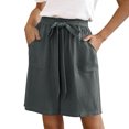 thumbnail image 6 of RYRJJ Women's Wide Leg Bermuda Shorts High Waist Adjustable Belted Loose Summer Lounge Long Shorts with Pockets(Gray,XL), 6 of 8